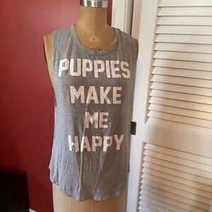 PUPPIES MAKE ME HAPPY | light grey sleeveless tee OS